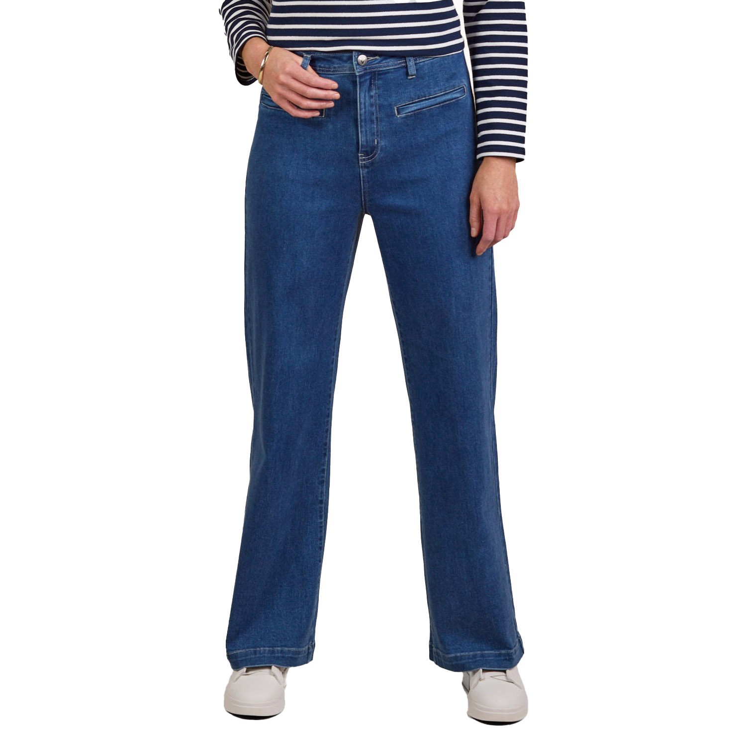 Vassalli Wide Leg Full Length Jean Blue Wash